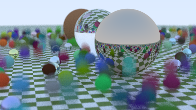 Spheres on checkered ground